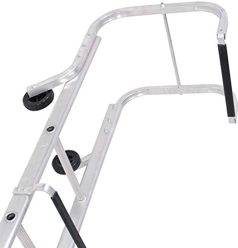 19 Rung Roof Ladder & Ridge Safety Hook – Single Section 4.9m Long – Slate Roofing Tile Grip Steps – Pitched/Sloped Chimney Access Stairs – Lightweight & Strong Anti-Slip Aluminium Construction
