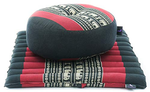 Leewadee Kompaktes Zafu & Zabuton Meditationsset - Kleines Kapok Meditationskissen für Yoga & Zen