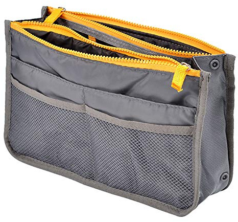 Weiqiao® Handtaschen-Organizer, Aufbewahrungstasche, innen, mit Griff, für Damen, Schlüsselanhänger (grau)