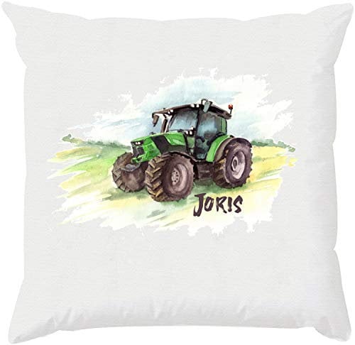 EZYshirt® Traktor mit Wunschnamen | Trecker Aufdruck Kissen