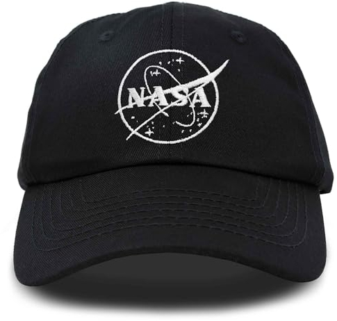 DALIX NASA Baseballkappe für Herren und Damen, Baumwolle, bestickt, verstellbar, Weißer Fleischbällchen/Schwarz, Einheitsgröße