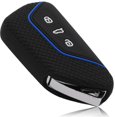 FOAMO Autoschlüssel Hülle Kompatibel mit VW, SEAT, SKODA, CUPRA Autoschlüssel - Silikon Schlüsselhülle - Schlüsselhülle - Schutz für Autoschlüssel in Schwarz Blau