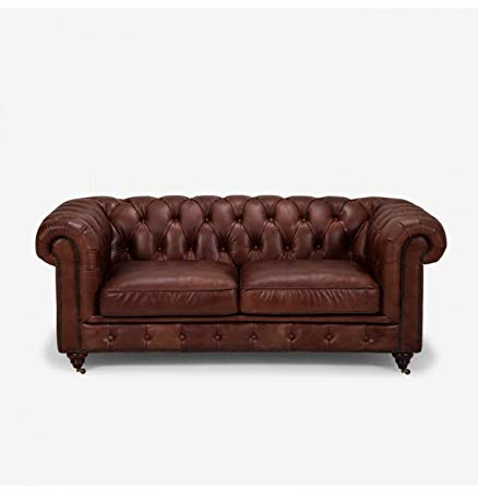 jvmoebel Chesterfield 2 Sitzer Klassische Luxus Barock Rokoko Sofa Braun Leder Couch Neu