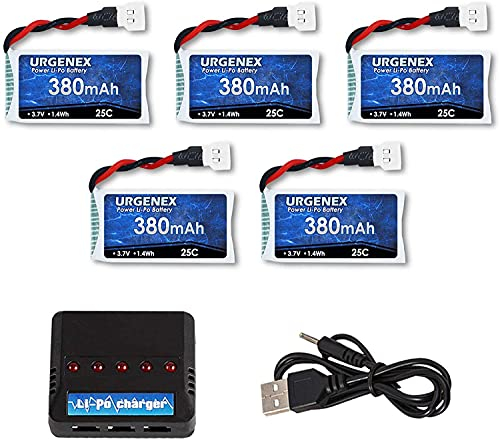 URGENEX 1S LiPo Battery 5PCS 3.7V 450mAh 25C Drone Battery with Molex Plug for SYMA Holy Stone Drone Quadcopter HS170G HS170 HS170C HS230 GBlife Bounce Car TOZO Q2020 X4 H107C H107L H107D H107P H108