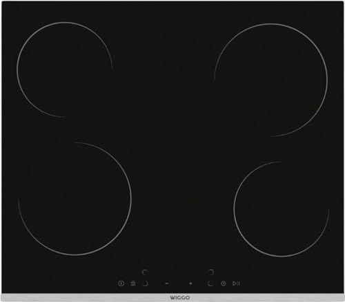 Wiggo Einbau-Induktionskochfeld 1 phasig 58×51cm (BxT) I Leistungsstarker Induktionsherd mit Edelstahlrahmen Touch-Steuerung Timerfunktion & Kindersicherung - 4 Kochfelder mit je 1,8kW
