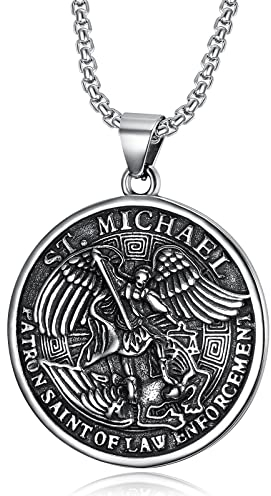 HCMA Vintage Titan Stahl Anhänger Saint Michael der Erzengel Saint Michael Faith Titan Stahl Amulett Anhänger Schmuck Geschenk