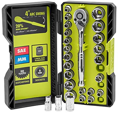 RYOBI Lot de 26 douilles 1/4
