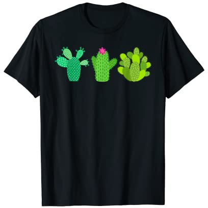 T-shirt con 3 piante di cactus con stampa grafica floreale Maglietta