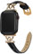 mxiixnai Leather Strap Compatible with Apple Watch Straps 44mm 45mm 49mm 46mm 42mm Women, Slim Thin Leather Replacement Strap for iWatch Bands Series 10 9 8 7 6 5 4 3 2 1 SE Ultra 2,Black/Gold