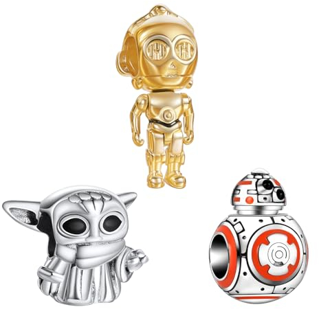 Doyafer Roboter Perlen Charms 3-teiliges Set 925 Sterling Silber Perlen für Frauen Fit Armband 3-teilig/Paket