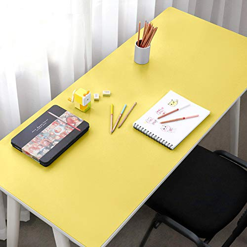 Multifunktionell Wasserdicht Tischunterlage,Rutschfest Leder Mauspad Für Tastatur Und Maus Glatt Spiel Mauspad Für Büro Heim,Groß PU Leder Schreibtischunterlage-Gelb 100x50cm(39x20inch)