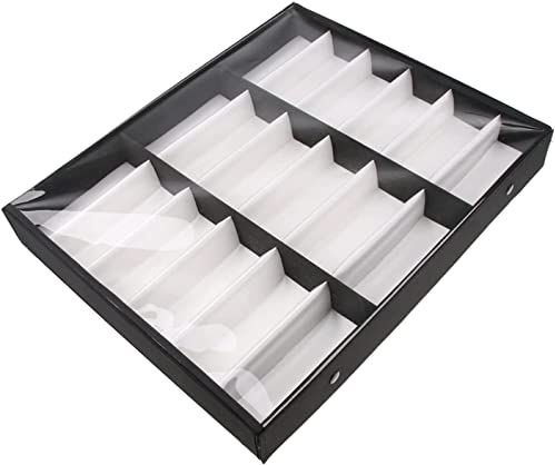 Skybook Brillenbox für 18 Brillen Aufbewahrungsbox und Ständer für Haus und Geschäft Organizer für Brillen Sonnenbrillen und Lesebrillen 47,5 x 37,5 x 6cm (transparente Abdeckungen Schwarz-weisse)