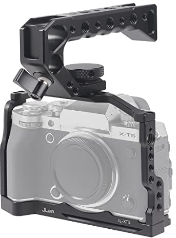 X-T5 Cage Mit oberem Handgriff, Hersmay Aluminium Kamerakäfig Camera Cage für Fujifilm X-T5 Kamera, Vlogging Video Dreharbeiten Filmmaking Rig Stabilizer mit 1/4 und 3/8 Befestigungspunkten