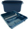 Navy Blue 2 Piece Kitchen Set - Large Dish Drainer and Rectangle Washing Up Bowl - Plastic