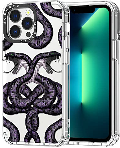 MOSNOVO Case for iPhone 13 Pro, [Buffertech 6.6ft Military-Grade Drop Protection] [Anti Peel Off Tech] Clear TPU Bumper Phone Case Cover Design - Mystery Snake