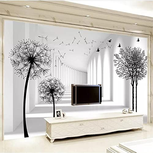 LUXINSHISU Fond mur pvc auto-adhésif murale 3d salon papier peint hall pissenlit arbre oiseau chambre peinture mur art décoratif autocollant