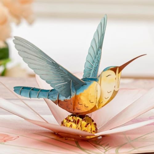UNIPOP Hummingbird Garden Pop Up Card - Birthday, Mother's Day & Valentine's Day Card for Women & Moms