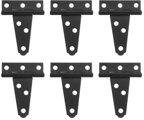 Sourcing Map 6Pcs Rustic Black Iron T-Strap Door Hinges, 2 Wrought Tee Shed Gate Hinges, Zinc Plated, 6 Count