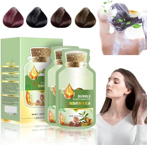 Natural Plant Hair Dye,New Botanical Bubble Hair Dye,Pure Plant Extract for Grey Hair Color Bubble Dye,Plant Based Hair Dye Shampoo (Coffee)