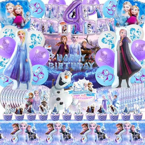 82 Stück Froze Geburtstagsdeko, Froze Ballon, Eiskönigi Geburtstagsdeko, Eiskönigi Ballon, Els Geburtstagsparty Deko, Els Luftballon, Els Servietten, Els Deko Geburtstag 4