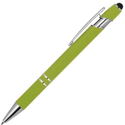 10 Touchpen Kugelschreiber aus Metall / mit Muster / Farbe: hellgrün