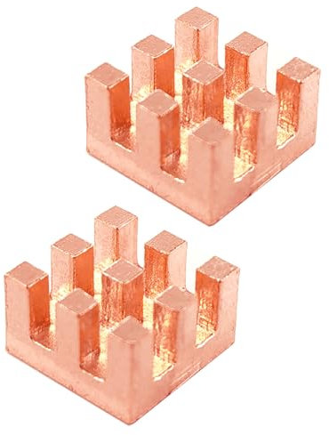 Haojiaho Disipador de Calor de Cobre Puro 10 x 10 x 6mm, con Cinta Adhesiva Conductora Térmica, Disipador de Calor para Chip IC de CPU, Placa de Circuito, Equipo de Refrigeración de Precisión, 2 Pieza