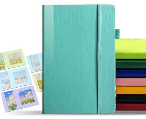 DynamiX Luxuriöses A5 Notizbuch, Veganleder-Hardcover,100 g/m² Papier, Stifthalter, Gummiband. Ideal für Kreativität und tägliche Notizen.Türkis..