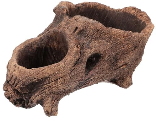 INOOMP Künstlicher Treibholz-Übertopf Skulptur Beton Sukkulententopf Blumentopf Stumpf Bonsai-Topf Rustikaler Baumstamm Zement Dekorativer Blumentopf