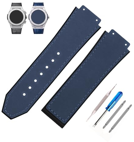 MMBAY Big Bang Ersatz-Uhrenarmbänder aus Gummi, mattiert, 25 mm, passend für Hublot, 19 mm x 25 mm x 22 mm, Big Bang Uhrenarmband (ohne Metallschnalle), für Damen und Herren, Marineblau mattiert