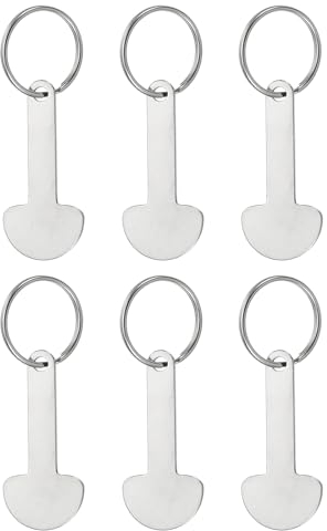PATIKIL Shopping Trolley Token Key Ring, 6 Pack 2 Inch Stainless Steel Cart Remover Unlock Release Keychain for Grocery Shopping Cart, Silver Tone