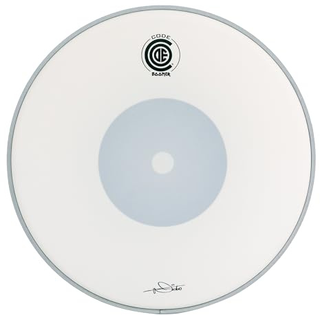CODE DRUMHEADS Snare-Fell, BOOMER Signature, weiß mit umgekehrtem Donut, 14 (BOOMERSNR14) | Einlagiger 14 mm beschichteter Kopf mit umgekehrtem Donut-Punkt