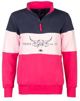 Ladies Country Sweatshirt Embroidered Women's Sweater Striped Women (UK, Numeric, 8, Regular, Regular, Cow Bonbon/Sorbet/Navy)