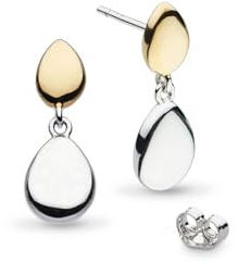 Kit Heath Coast Pebble Twin Earrings – Sterling Silver, Elegant Pebble Drop Earrings for Women. Simple yet sophisticated