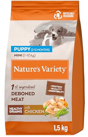 Nature's Variety Healthy Grains - Pienso para Perros Mini Junior con Pollo deshuesado - 1,5kg