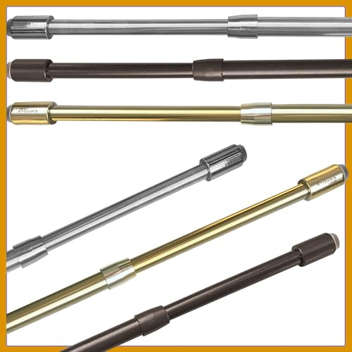 Byour3 - Bastoni Astine con Molla a DOPPIA Pressione per Vetri Porte Finestre Bacchette Estensibili Regolabili Tende a Vetro Finestra Aste Tendine Cucina Bagno Camera (Oro Lucido, da 50 a 76 cm)