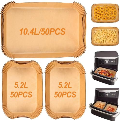 150 Pièces Papier Cuisson Air Fryer pour Ninja Foodi FlexDrawer Air Fryer 10,4L AF500EU, Papier Sulfurisé pour Friteuse, Doublure en Papier Jetable Air Fryer Accessoires pour Ninja AF500EU