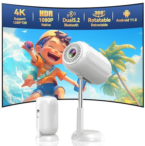 [Electric Focus] Mini 4K Movie Projector for Bedroom, HD 1080p Portable Smart Voice Video projector, Auto Keystone, Liftable and Adjustable for Home Theater Support HDMI/USB/Android/IOS/TV Stick