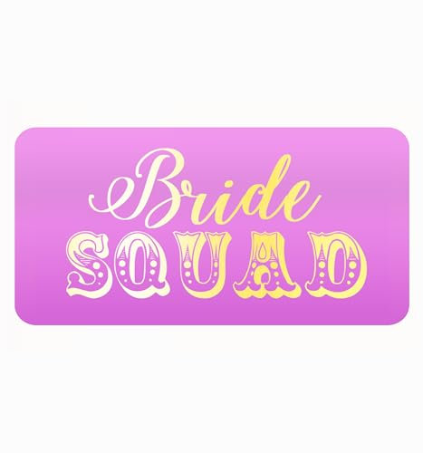 35 x Bright Pink Bride Squad Labels with Shiny Gold Foil Print - Hen Party Favour Stickers for Hen Do & Hen Night (50mm x 25mm)