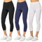 Merry Style 3er Pack Damen Leggings 3/4 aus Baumwolle mit Stretch – Leichte Capri Leggings Damen aus atmungsaktiver, elastischer Baumwolle, ideal für Yoga Sport MS10-199 (Schwarz/Navy/Weiß, XL)