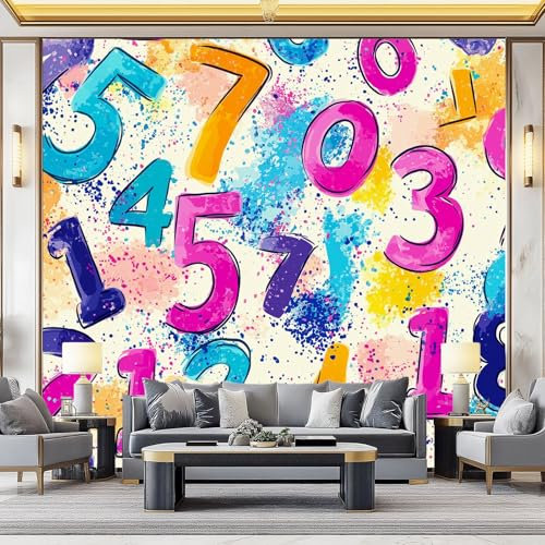 Fototapete Zahlen Punkte Zahlen Marineblau Rosa 250 X 175 Cm(Wxh)– Vlies-Tapete Fürs Wohnzimmer, Schlafzimmer, Büro Oder Flur – Pflegeleicht, Blasenfrei & Uv-Beständig