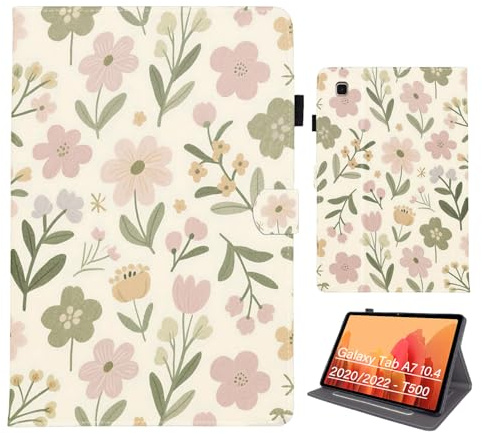 Bemoloon PU Tablet Funda para Samsung Galaxy Tab A7 10.4 2020/2022 T500/T509 - Colores Vibrantes & Diseños Elegantes, Protección, Activación/Reposo Automático, Hierba Amarilla