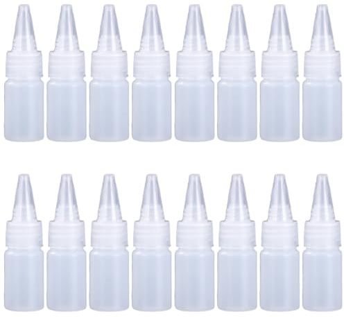 XENQITO Set di 16 Bottigliette Squeeze in Plastica Trasparente 10ml - Dispenser Vuoti per Condimenti come Olio, Ketchup, Senape, Maionese e Salse con Tappo per un Dosaggio Facile ed Igienico