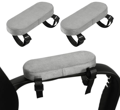 QUARKZMAN 2 Stück Bürostuhl Armauflagen Memory Foam Armlehnen Polster Komfortabel Für Computer Gaming Stühle Rollstuhl Grau