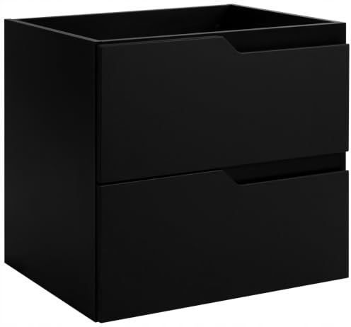 RODAN Waschbeckenunterschrank Schwarz Modern Badunterschrank 60 cm | Badezimmer Unterschrank mit 2 Schubladen, Aufbewahrungsschrank, 60×46×57 cm, Badschrank Matte Front