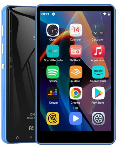 Lettore MP3 SWOFY con Bluetooth e WiFi, Lettore MP3 MP4 SWOFY con Touchscreen da 4,0 Pollici, Stereo Portatile, Lettore Musicale Digitale con Radio FM, Registratore, E-Book, Browser (Nero) (Blu)