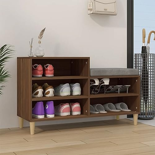 kithwjll Shoe Rack Brown Oak Look Wood Material with 5 Compartments 102 x 36 x 60 cm Space Saving and Stable Organiser for Hallway, Hallway, Bedroom, Closed Cupboard for Storage