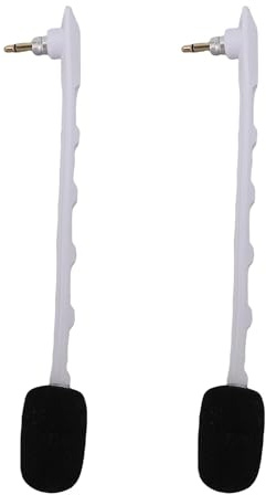 Aramox Lot de 2 Microphones Adaptés pour Remplacement de Micro de Casque de Jeu Détachable de 3,5 Mm avec Fil OFC, Prise Plaquée Or, Suppression du Bruit pour TR (White)