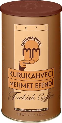 Kurukahveci Mehmet Efendi Turkish Coffee, Medium Roast for Cezve, 500 g | 100% Arabica, Extra Fine Grind for Cezve and Ibrik, Rich Aroma, Vegan, Gluten Free, Roasted in Istanbul Since 1871