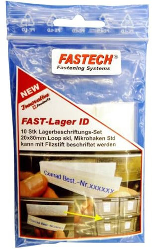 Plaque didentification auto-agrippante FASTECH® 610-010-Bag à coller blanc 10 pc(s)