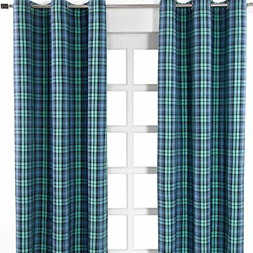 Homescapes Ösenvorhang Blickdicht Black Watch Tartan Schottenmuster Dekoschal 2er Set Breite 117 x Länge 137 cm Vorhang Paar 100% Baumwolle